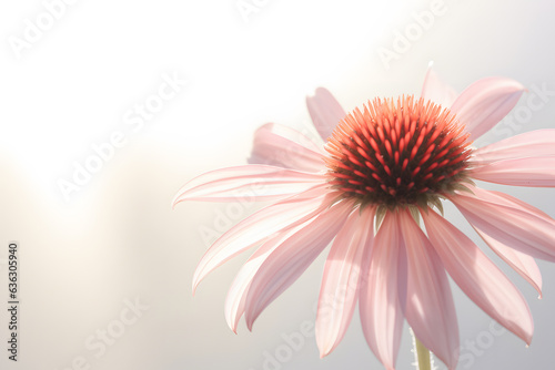 Echinacea Flower in Soft Bright Light on White Background