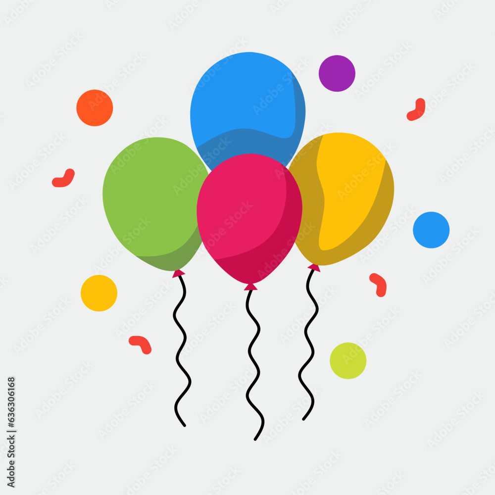 four birthday balloons with different colors four birthday balloons with different colors