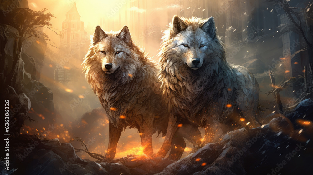 Wild Wolves: Nature's Guardians Illustration 