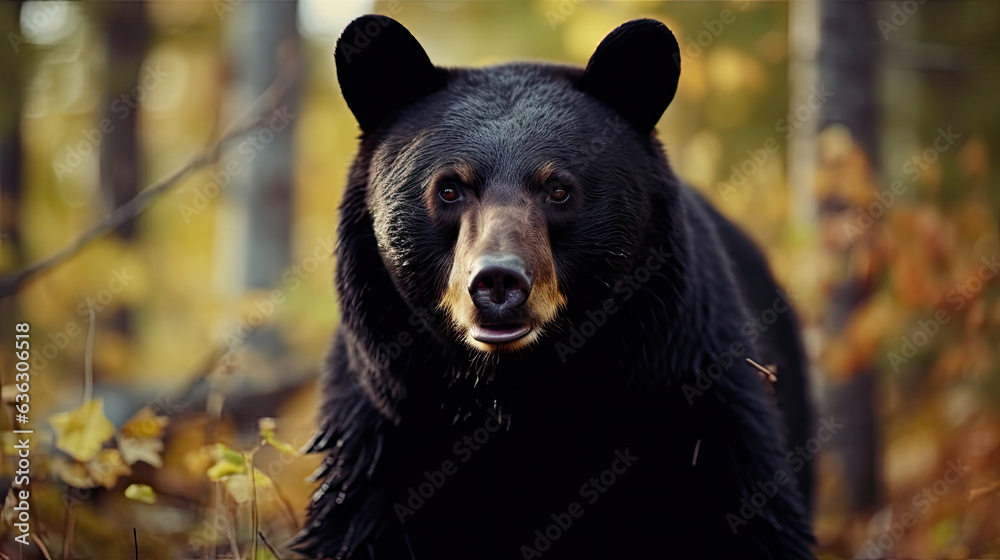 Black Bear in the Forest Portrait Created with Generative AI Black Bear in the Forest Portrait Created with Generative AI