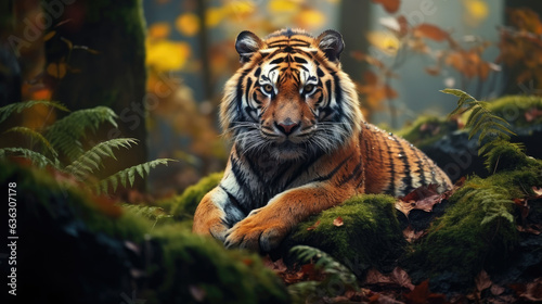 Stunning Tiger Close-Up Portrait in Natural Habitat Created with Generative AI 