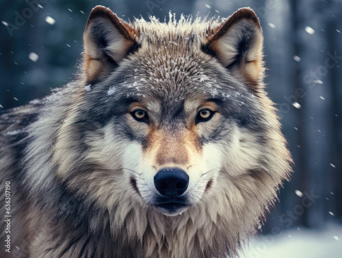 Striking Portrait of a Majestic Wolf Created with Generative AI 