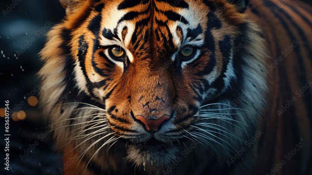 Stunning Tiger Close-Up Portrait in Natural Habitat Created with Generative AI Stunning Tiger Close-Up Portrait in Natural Habitat Created with Generative AI