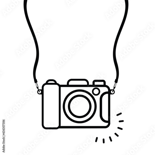 hanging camera of line icon doodle