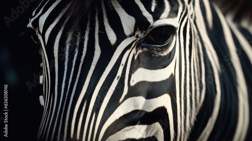 Up-Close Striking Zebra Portrait in Natural Habitat Created with Generative AI