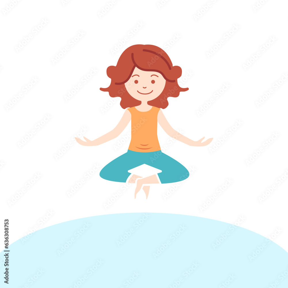 Yoga flying girl. Meditation. Vector illustration Yoga flying girl. Meditation. Vector illustration