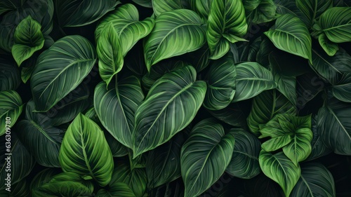 Green leaves background created with Generative AI