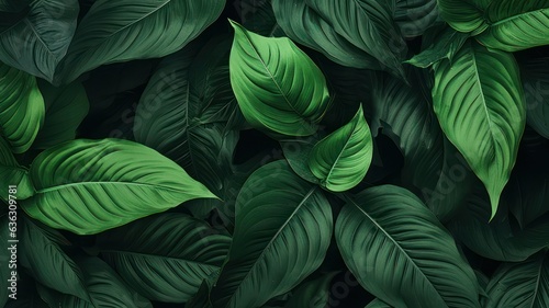 Green leaves background created with Generative AI