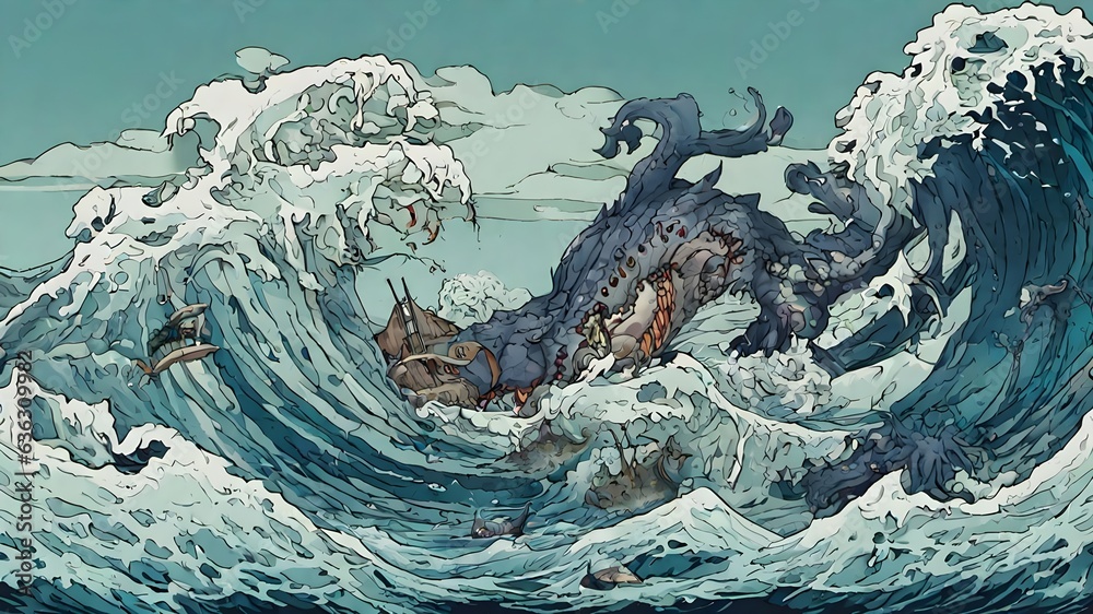 Obraz premium Sea Monster Background Very Creepy 