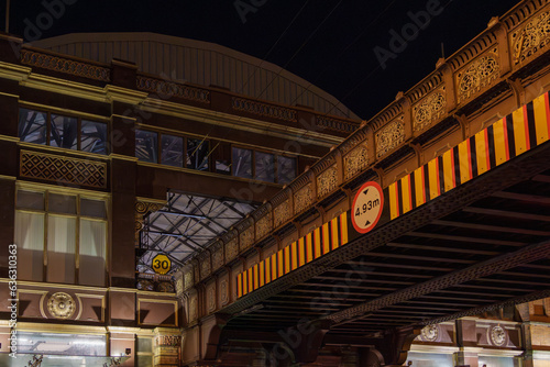 Pearse Station exterior with bridge at night in Dublin Docklands, Dublin, Ireland
