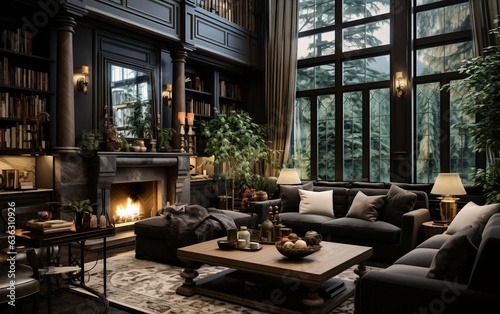 Interior Design for the Living Room. Generative AI © Muhammad
