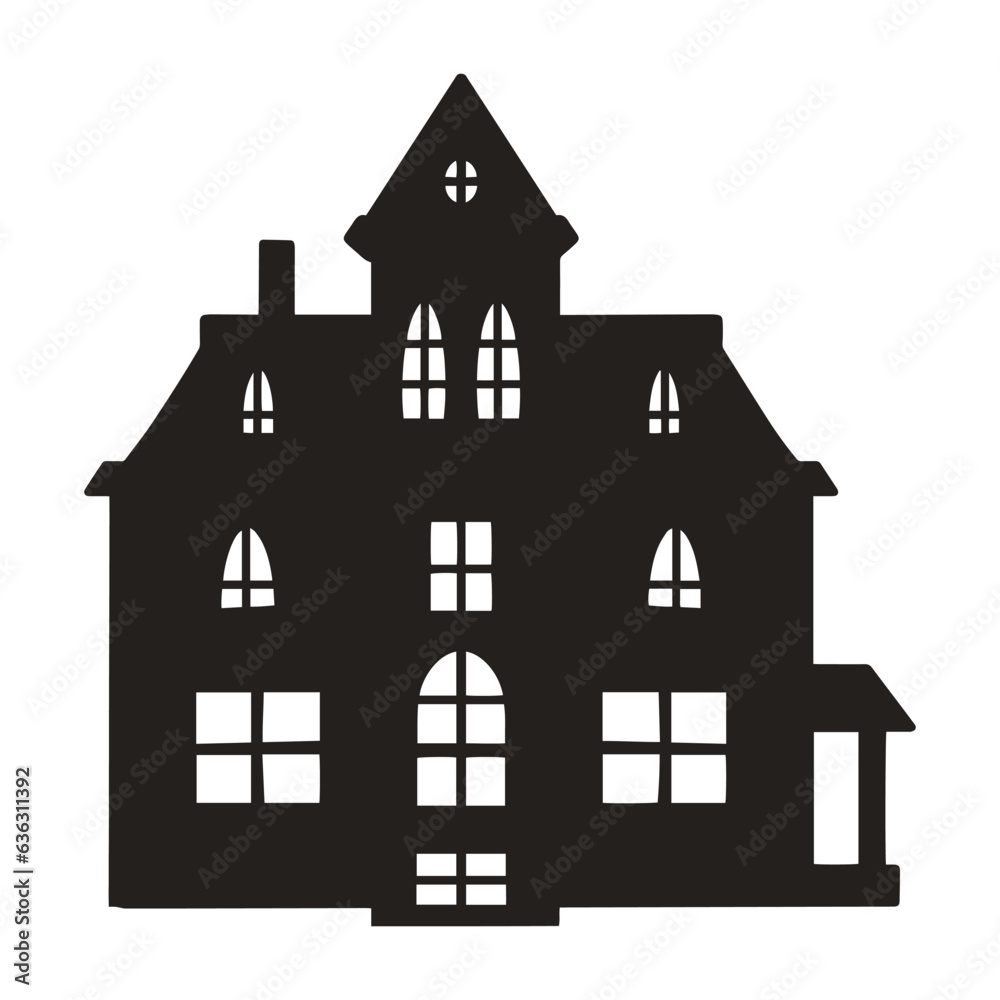 Ancient castle monochrome silhouette sticker Ancient castle monochrome silhouette sticker