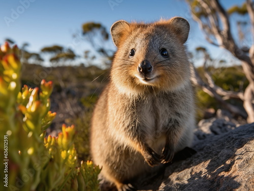The quokka (Setonix brachyurus) is a small herbivorous marsupial native to southwestern Australia. 
