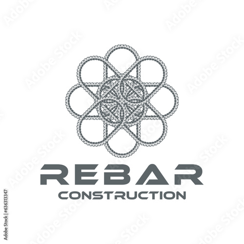 rebar concrete construction logo design. reinforcing steel business, cast iron reinforcement, building and architecture company	
