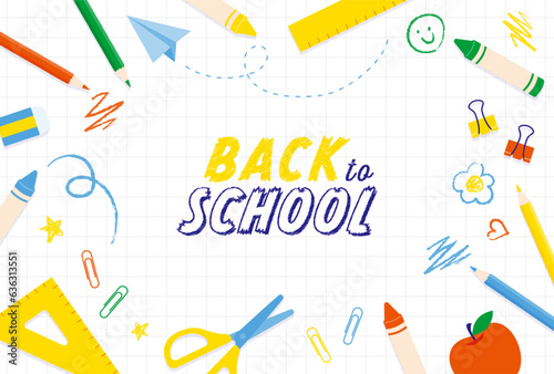 vector background with a set of back to school icons for banners, cards, flyers, social media wallpapers, etc.