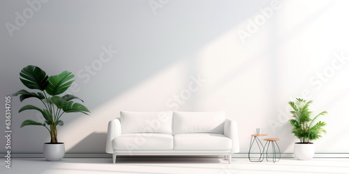 minimalistic interior background with a monochrome color scheme, creating a sophisticated and elegant atmosphere. © Maximusdn