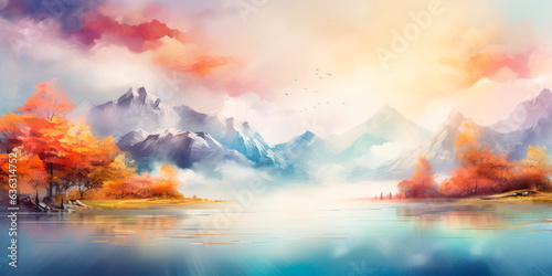 background with a blend of warm and cool tones  representing the balance of nature s elements in a peaceful landscape.