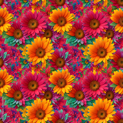 Hawaii seamless floral pattern  textile flowers elements  colorful floral background  summer design fashion artwork for clothes  wallpaper  wedding  Straw flower   Everlasting Daisy blooming  vibrant