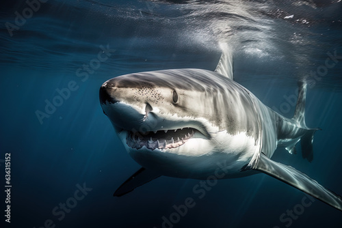 Great white shark hunting for prey