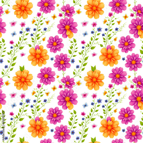 Wallpaper Mural Hawaii seamless floral pattern, textile flowers elements, colorful floral, white background, violet flower, purple flower, wallpaper, daisy, Straw / wild flowers set blooming, vibrant reds, yellows, Torontodigital.ca