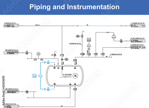 Vector Illustration for Piping and Instrumentation Diagram