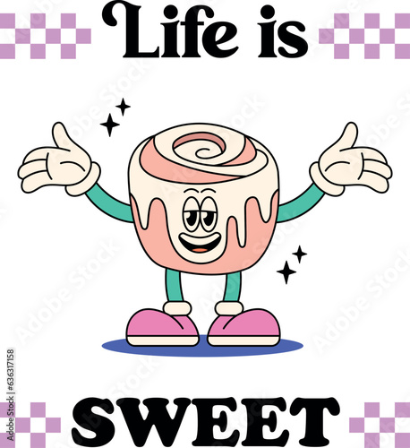 Life is Sweet retro cartoon illustration