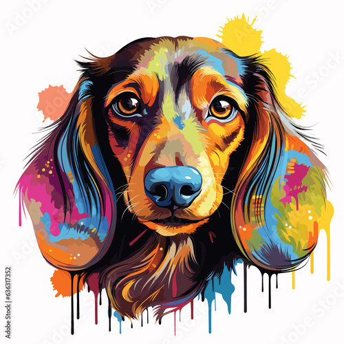 Cute happy dachshund in vector pop art style