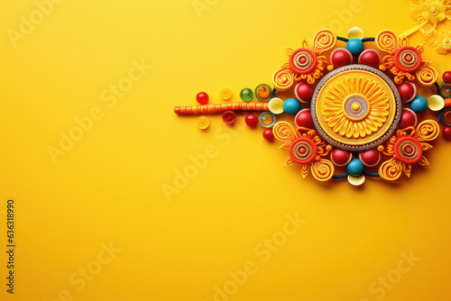 Wristband or rakhi with empty space on yellow background