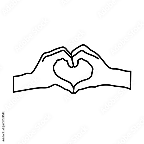 draw a hand in the form of a love symbol by bringing two hands together