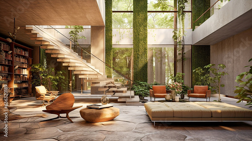 Modern interior design of a living room. 3D rendering, 3D illustration.