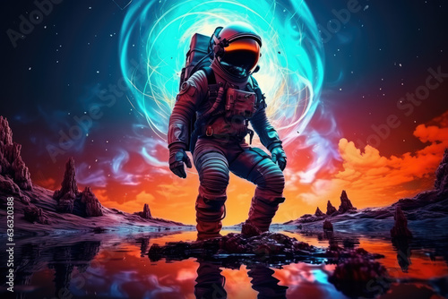 Astronaut in outer space created with Generative AI Technology, ai, generative