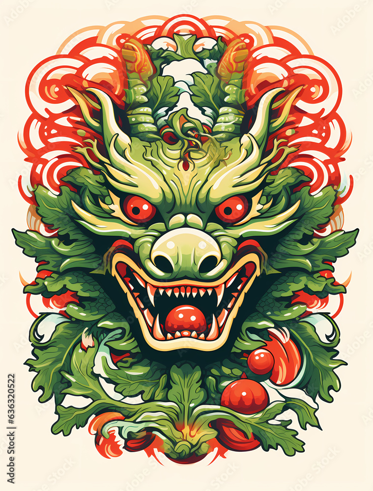Green dragon 2024 year symbol, Generative AI Green dragon 2024 year symbol, Generative AI