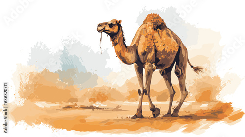 Desert camel drawing vector