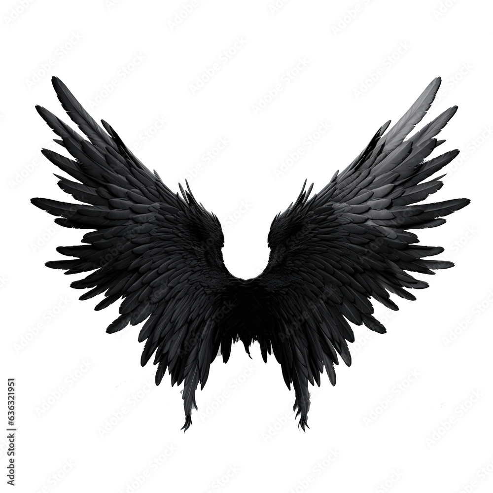 Naklejka premium Angel wings are black