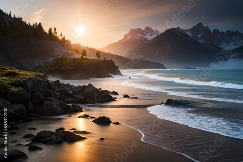an amazing natural scene of sun set on beach