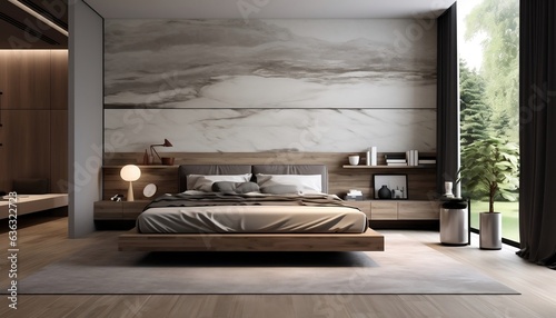 Contemporary Bedroom Interior Design Luxurious Home Bedroom. Generative AI