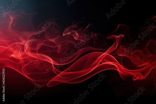 Empty scene background. Dark background of empty room, neon red light, concrete floor, smoke