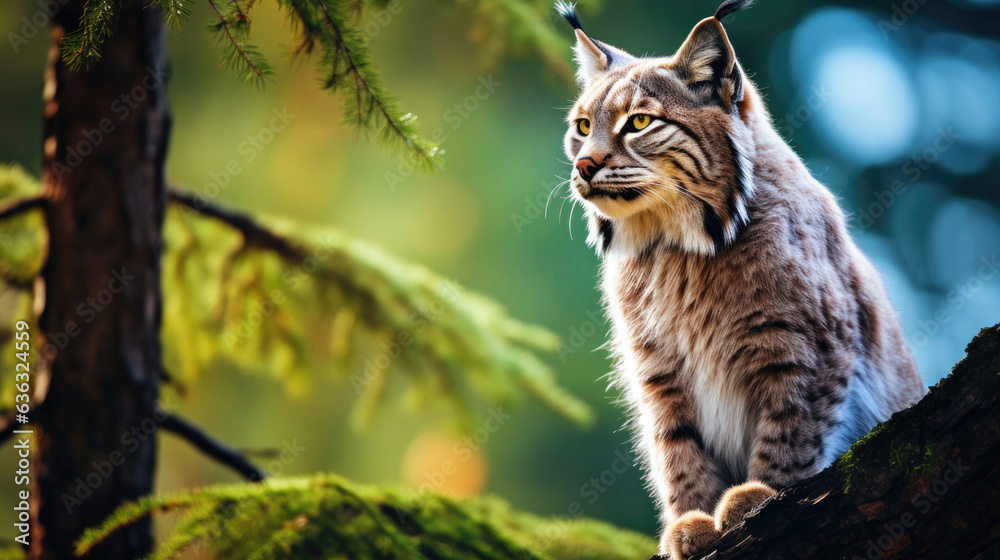 Obraz premium A rare lynx is resting, Background, Illustrations, HD