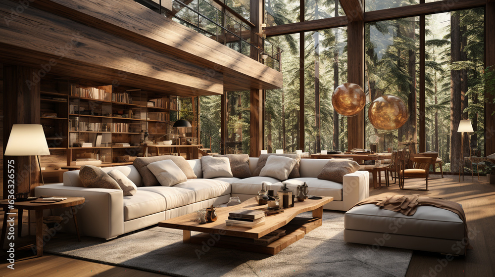 Interior of modern living room panorama 3d rendering Interior of modern living room panorama 3d rendering