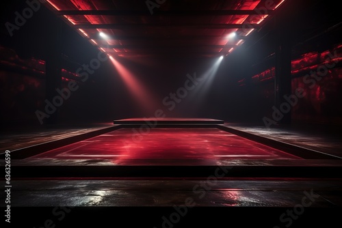 concrete floor and red smoke background © abstract Art