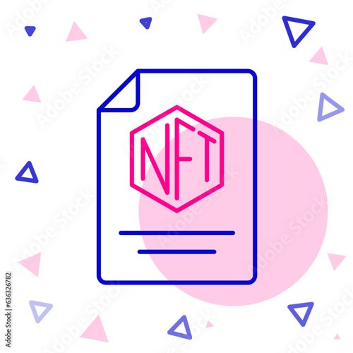 Line NFT contract icon isolated on white background. Non fungible token. Digital crypto art concept. Colorful outline concept. Vector