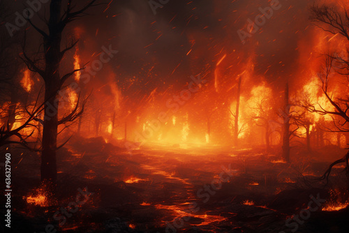 smoky forest fire 3d rendering element