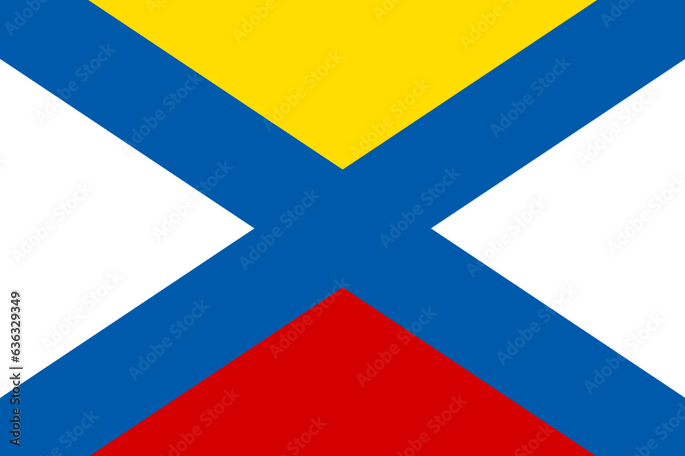 Obraz premium Flag of Katwijk Municipality (South Holland or Zuid-Holland province, Kingdom of the Netherlands, Holland) Katwyk