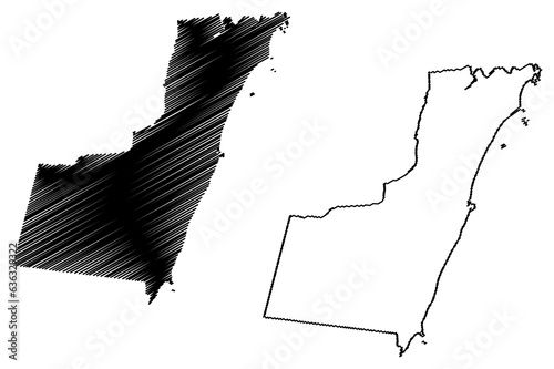 Vila Velha municipality (Espírito Santo state, Municipalities of Brazil, Federative Republic of Brazil) map vector illustration, scribble sketch Vila Velha map