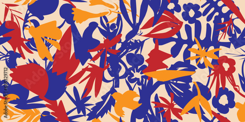 Fototapeta Naklejka Na Ścianę i Meble -  Organic shapes, stains. Abstract textural floral ornament. Vector seamless pattern