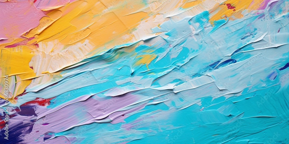 Closeup of abstract rough colorful multicolored art painting texture