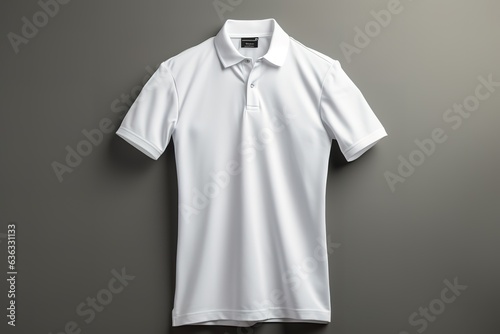e white male t-shirt mockup on a gray background