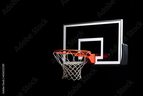 Basketball basket isolated on black background.