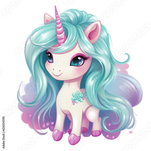 Cute Fairy Unicorn Clipart isolated on Transparency Background