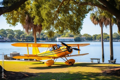 Scenic Wooten Park in Tavares, FL. Ideal for families with diverse outdoor activities and seaplane rides. Generative AI photo